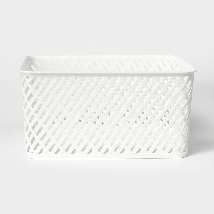 Корзина для хранения &laquo;Плетёнка&raquo;, 35&times;29&times;17,5 см, цвет белый