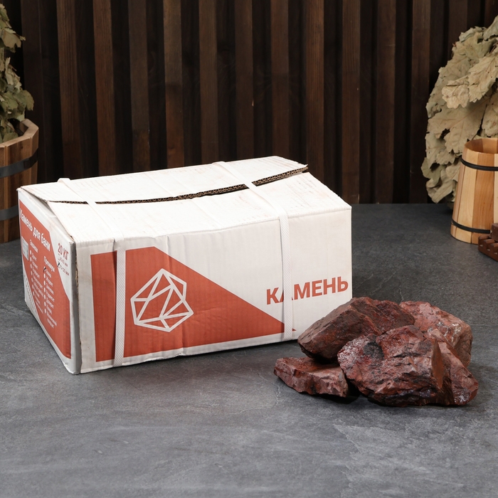 Камень для бани "Яшма" сургучная колотая 20 кг, фракция 70-120 мм