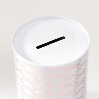 Копилка металл "Золотые узоры на белом" МИКС 8х8х12,5 см