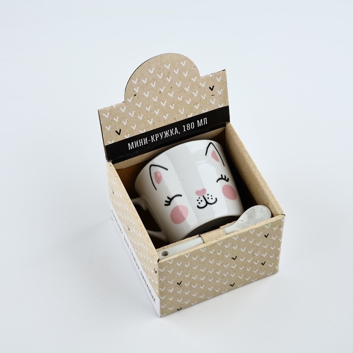 Подарочный набор &laquo;Котик&raquo;: кружка 180 мл, ложка
