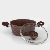 Кастрюля Доляна &laquo;Брауни&raquo;, 2 л, d=20 см, h=9 см, стеклянная крышка, антипригарное покрытие, индукция