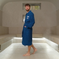 Халат махровый мужской &laquo;Глава семьи&raquo;, размер 52-54, цвет синий