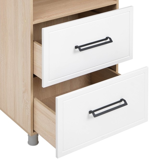 Шкаф-пенал под технику напольный Квадро, 600х565х2150, Дуб сонома/Нубук Милк Шкаф-пенал под технику напольный Квадро, 600х565х2150, Дуб сонома/Нубук Милк