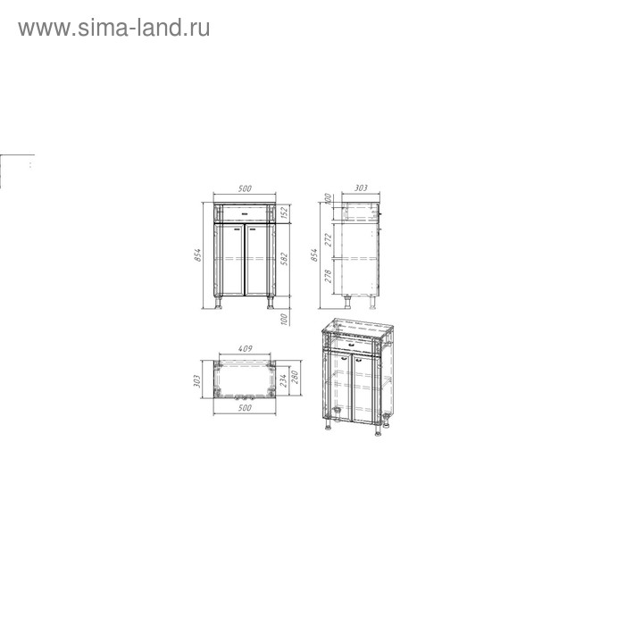Комод для ванной комнаты "Тура 5001", 50 х 30,3 х 85,4 см