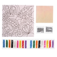 Фреска песком "Морской дуэт" + 9 цветов песка по 4 гр, блёстки, стека Фреска песком "Морской дуэт" + 9 цветов песка по 4 гр, блёстки, стека