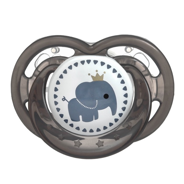 Соска - пустышка силиконовая ортодонтическая «Слоник», от 0 мес., с колпачком, цвет черный Соска - пустышка силиконовая ортодонтическая «Слоник», от 0 мес., с колпачком, цвет черный