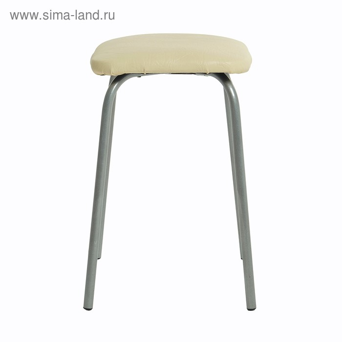 Табурет "Эконом" квадратный, Серебристый металлик/молочный