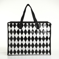 Сумка хозяйственная на молнии, цвет чёрный/белый Сумка хозяйственная на молнии, цвет чёрный/белый