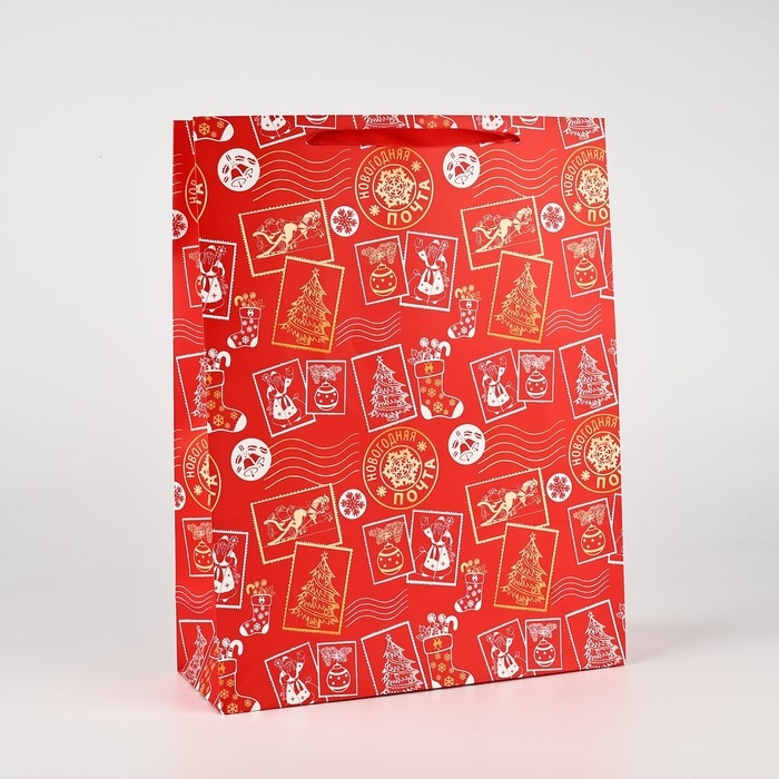 Пакет подарочный новогодний ламинированный &laquo;Новогодняя почта&raquo;, L 31 х 40 х 11.5 см , Новый год