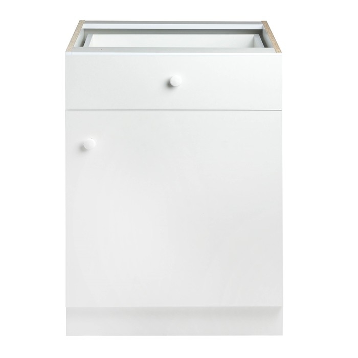 Шкаф напольный с 1 ящиком Гамма 600х580х820 Белый/Белый Шкаф напольный с 1 ящиком Гамма 600х580х820 Белый/Белый