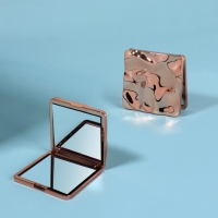 Зеркало складное «Волны», 7 × 7 см, цвет розовое золото Зеркало складное «Волны», 7 × 7 см, цвет розовое золото