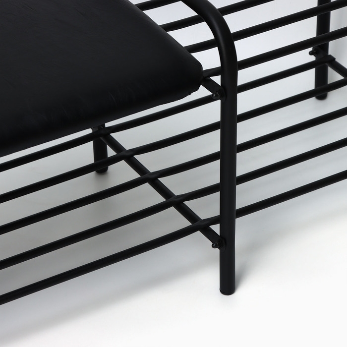 Этажерка для обуви с сиденьем &laquo;Люкс&raquo;, 79&times;33&times;36 см, 2 полки, цвет чёрный