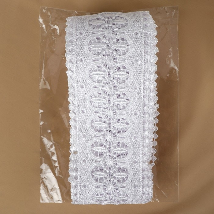 Кружево гипюровое, 83 мм &times; 11 &plusmn; 1 м, цвет белый