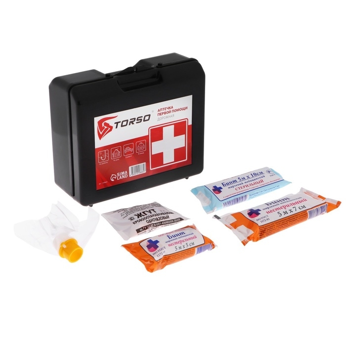Аптечка первой помощи TORSO дорожная, состав РФ 2024 Аптечка первой помощи TORSO дорожная, состав РФ 2024