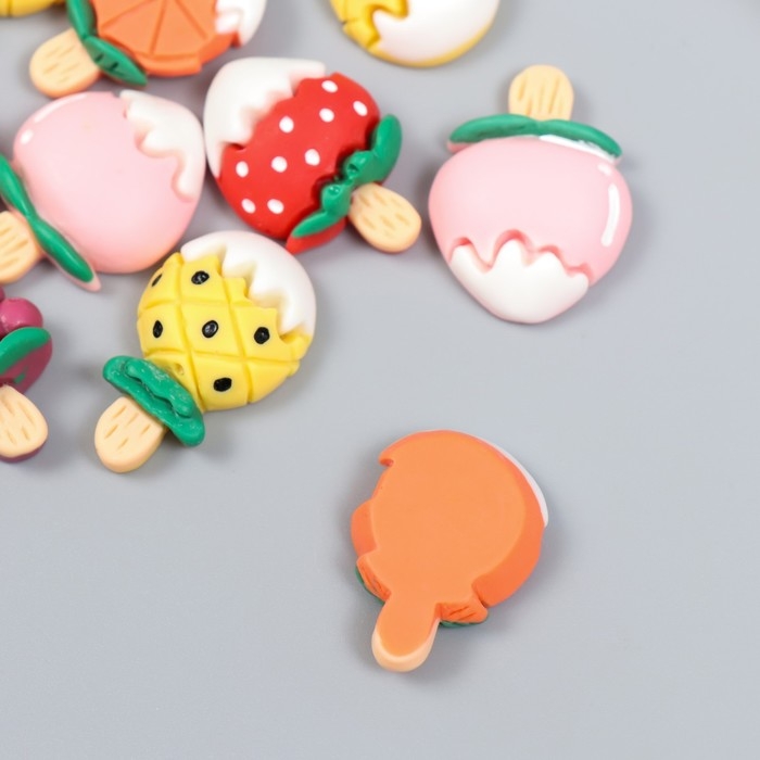 Декор для творчества пластик "Фруктики на палочке" набор 10 шт 2,1х1,4 см