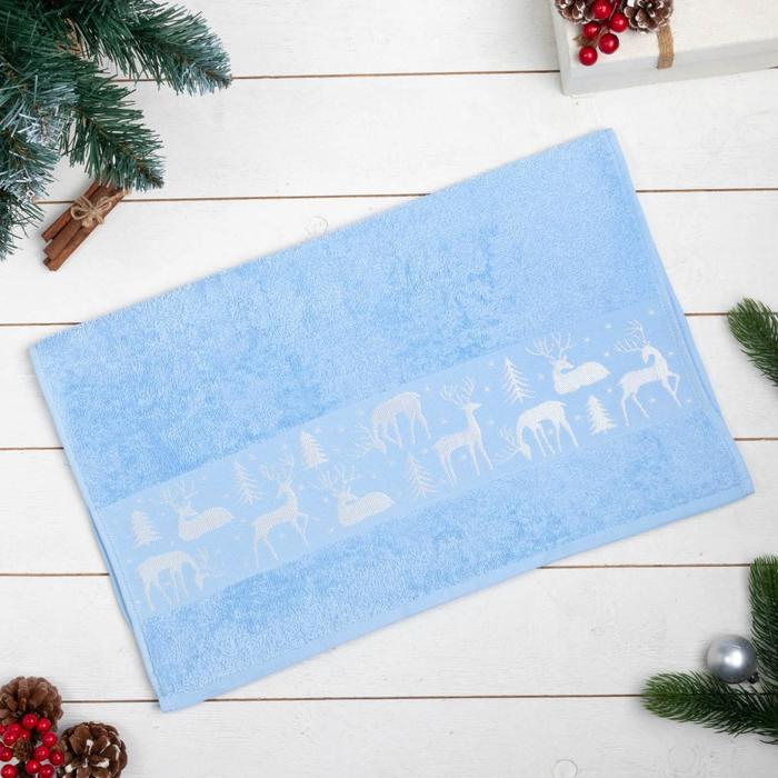 Полотенце махровое &laquo;Новый год: Олени&raquo; 50х90 см, 100% хлопок, 360гр/м2