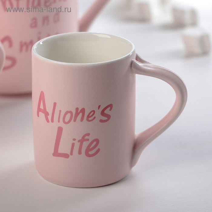 Набор керамический чайный на подставке &laquo;Бант&raquo;, 5 предметов: чайник 900 мл, 4 кружки 200 мл