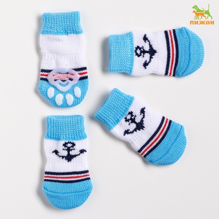 Носки нескользящие Носки нескользящие "Моряк", размер М (3/4 * 7 см), набор 4 шт, голубые