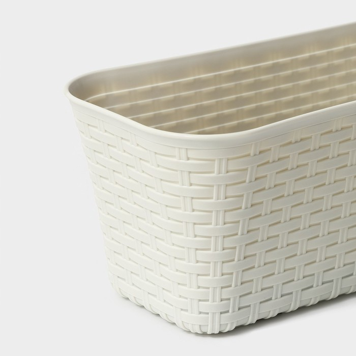 Ящик балконный «Ротанг», 38,5 см, цвет белый Ящик балконный «Ротанг», 38,5 см, цвет белый