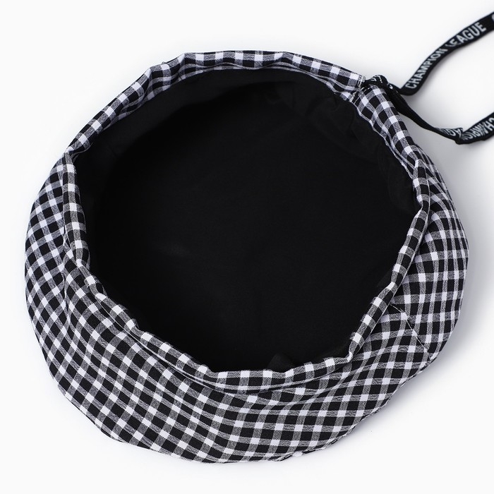 Берет в клетку, цвет черный, р-р 56см Берет в клетку, цвет черный, р-р 56см