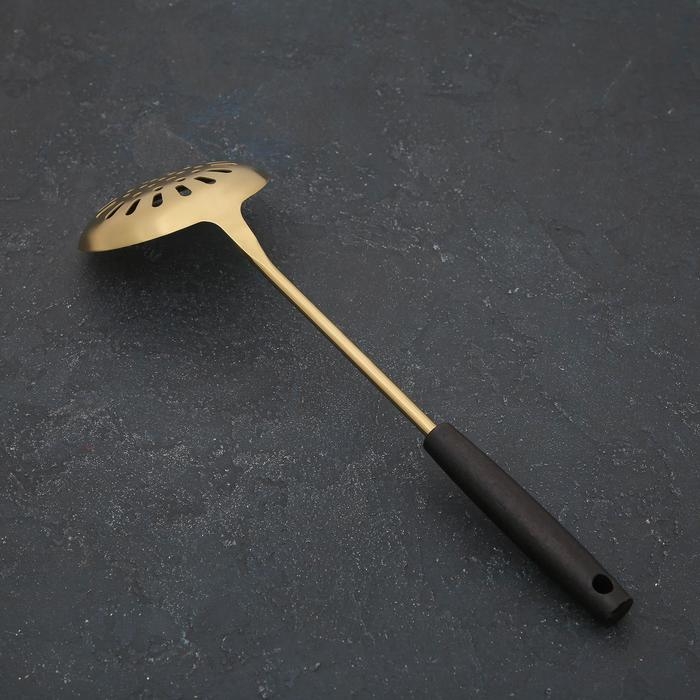 Шумовка из нержавеющей стали «Прайм», h=38,5 см, цвет металла золотой Шумовка из нержавеющей стали «Прайм», h=38,5 см, цвет металла золотой
