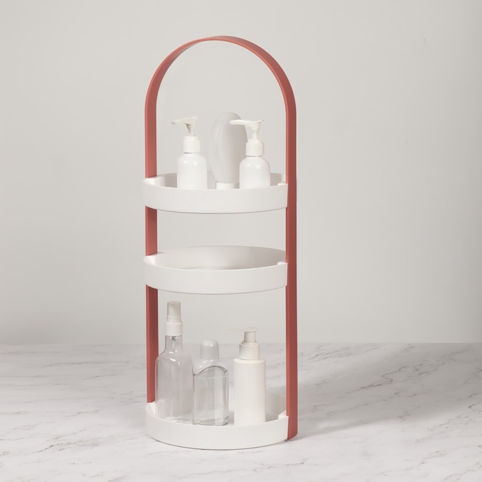 Органайзер для хранения, 3 секции, d = 20 &times; 50 см, цвет белый/розовый