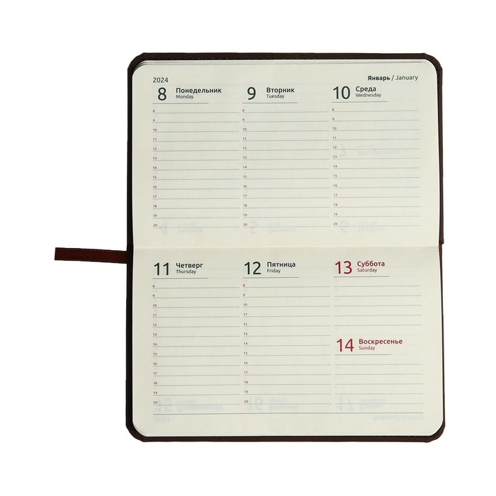 Планинг карманный датированный 2024 года, 155 х 95 мм, 64 листа, deVENTE.Emblem, твёрдая обложка из искусственной кожи, кремовый блок 70 г/м2, коричневый