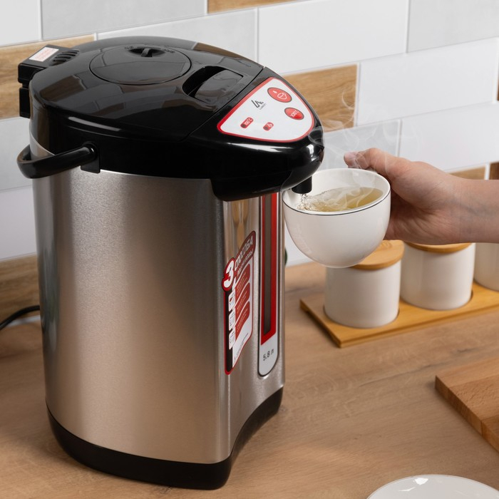 Термопот Luazon LET-5001, 750 Вт, 5.8 л, 3 способа подачи воды, серый Термопот Luazon LET-5001, 750 Вт, 5.8 л, 3 способа подачи воды, серый