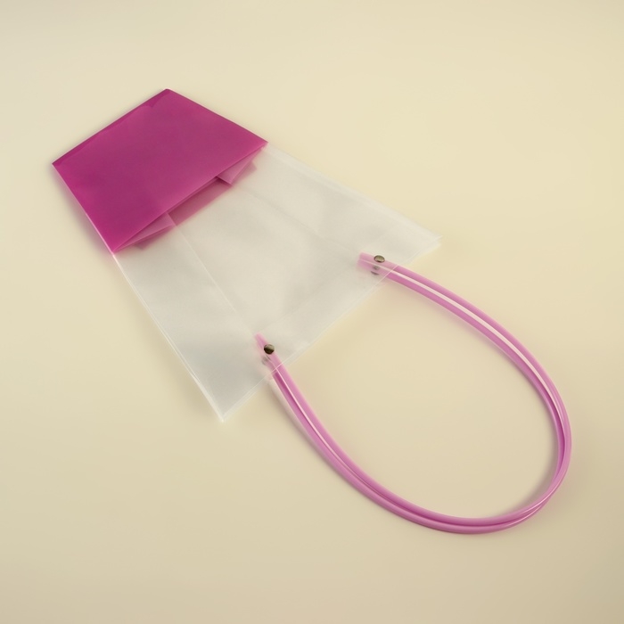 Сумка для цветов прозрачная, влагостойкая, сиреневая, 26х24х12 см Сумка для цветов прозрачная, влагостойкая, сиреневая, 26х24х12 см