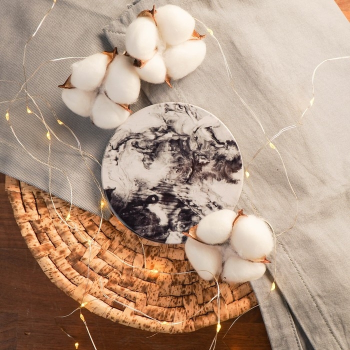 Подставка под горячее &laquo;Черный мрамор&raquo;, 10.8 см