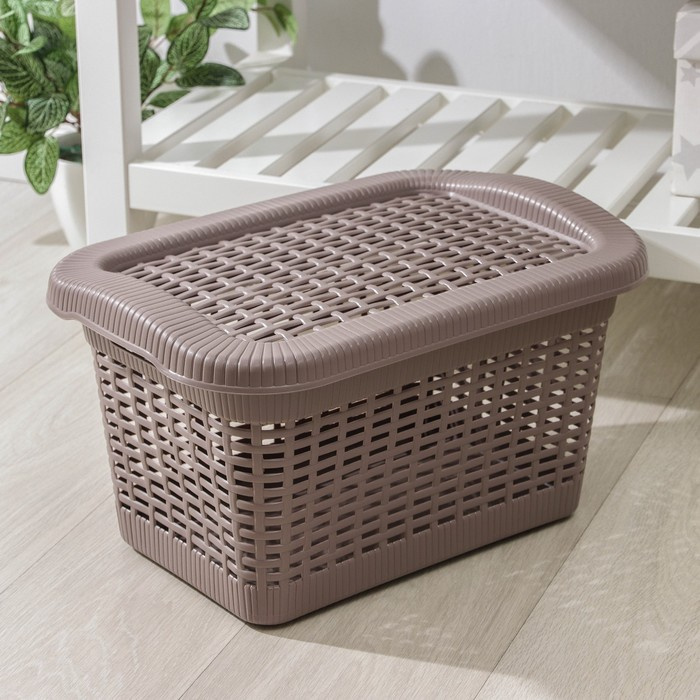 Корзина для хранения с крышкой, 45&times;28&times;24 см, 20 л, цвет МИКС