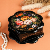 Шкатулка &laquo;Жостово&raquo;, 16&times;16 см, лаковая миниатюра