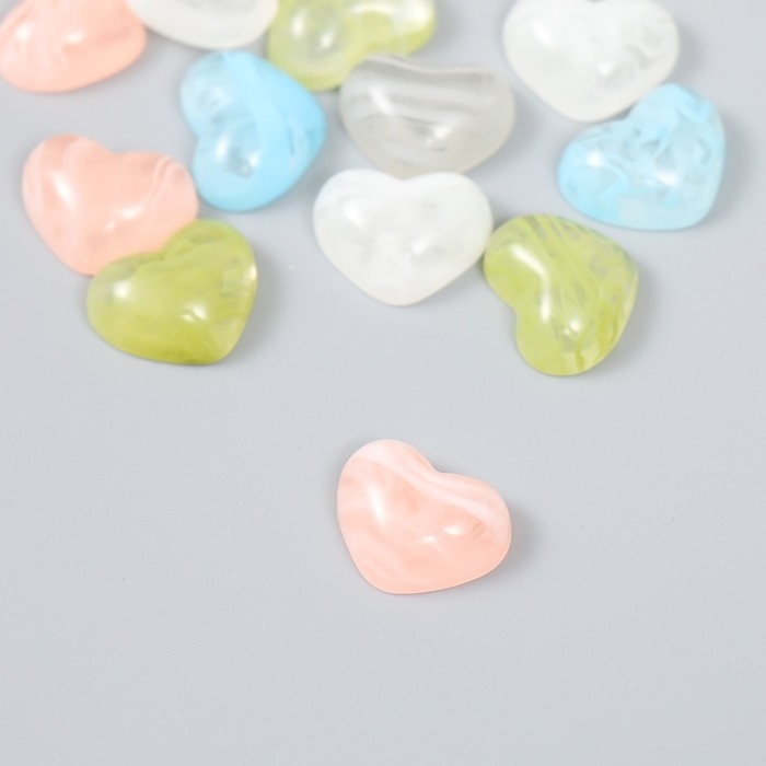 Декор для творчества пластик "Сердечки" глянец набор 15 шт МИКС 1,5х1,2х0,5 см