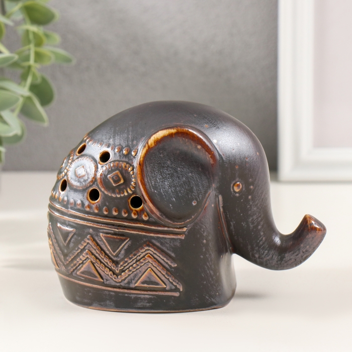 Сувенир керамика "Слонёнок. Этнические узоры" коричневый 8х12,5х9 см
