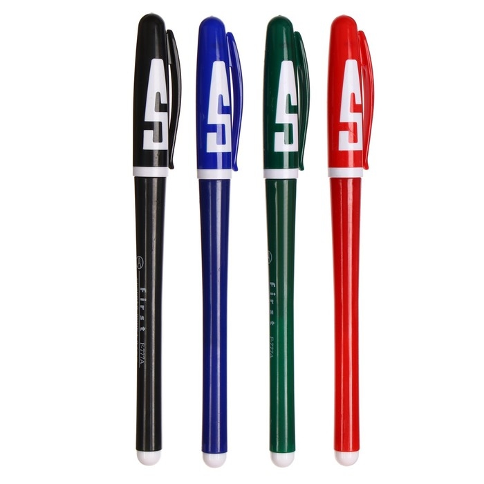 Набор гелевых ручек, 4 цвета, корпус цветной с белыми вставками, в блистере на кнопке