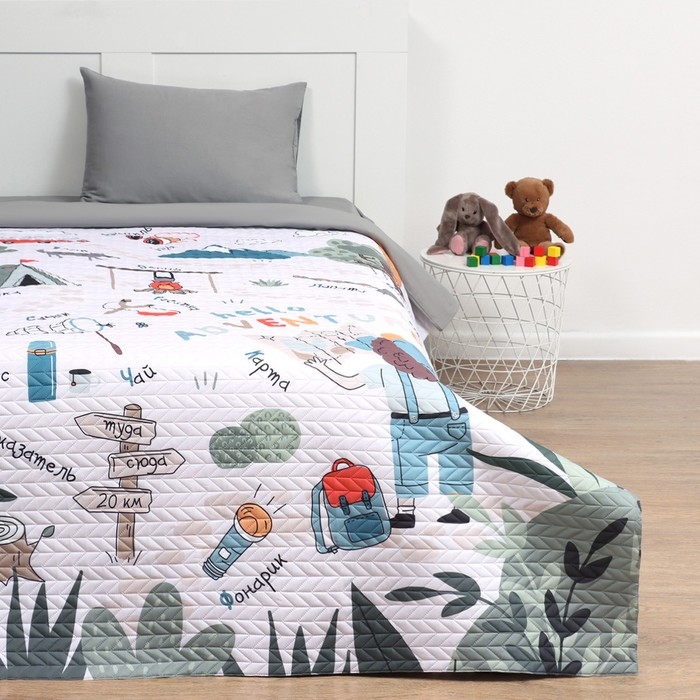 Покрывало "Этель" 1,5 сп Hello, adventure, 145*210&plusmn;5 см, микрофибра