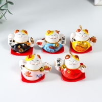 Сувенир керамика "Манэки-нэко - наслаждение" 4,5х3,8х4,6 см набор 5 шт Сувенир керамика "Манэки-нэко - наслаждение" 4,5х3,8х4,6 см набор 5 шт