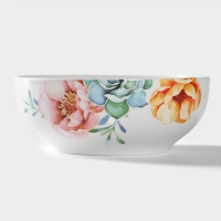 Салатник фарфоровый Доляна &laquo;Пташка&raquo; 600 мл, d=15,2 см, цвет белый