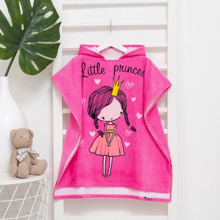 Полотенце-пончо детское махровое Крошка Я Полотенце-пончо детское махровое Крошка Я "Принцесса", 60*120см, 100% хлопок, 300гр/м2