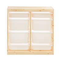 Стеллаж TROFAST-4, с контейнерами, вертикальный, Массив сосны