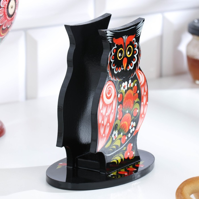 Салфетница &laquo;Сова&raquo;, 10х14 см, хохлома, микс