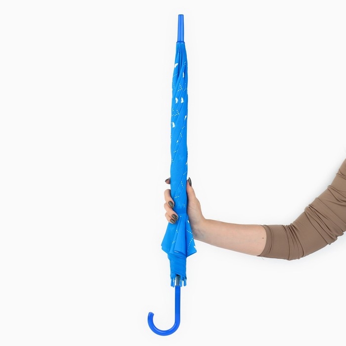 Зонт женский трость &laquo;Яркие бабочки&raquo;, 8 спиц, d = 90 см, цвет синий