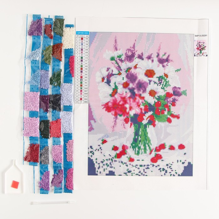 Алмазная мозаика с полным заполнением на холсте &laquo;Букет&raquo;, 30 х 40 см