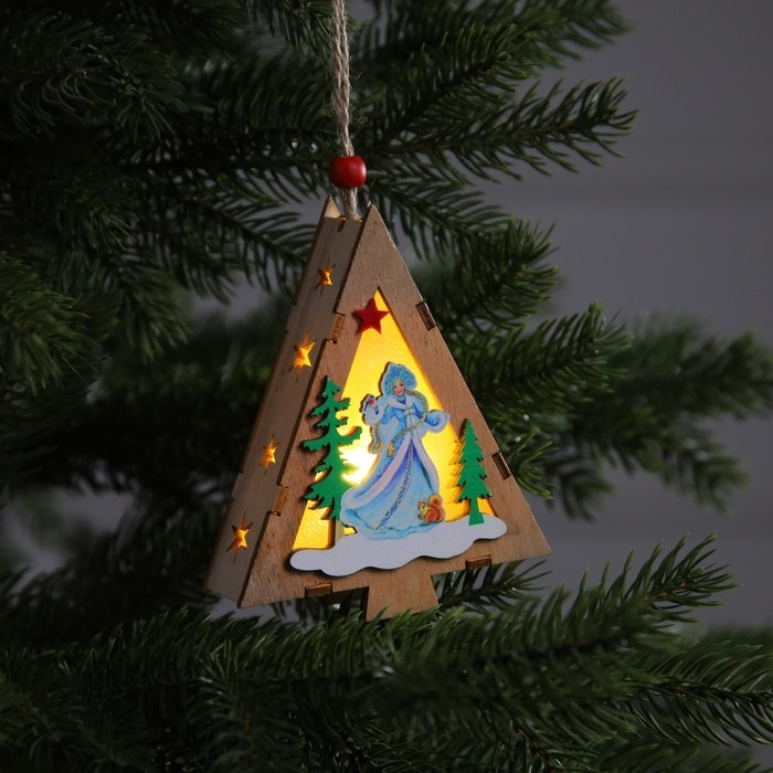 Ёлочная игрушка &laquo;Ёлочка со Снегурочкой&raquo;, от батареек, свечение тёплое белое