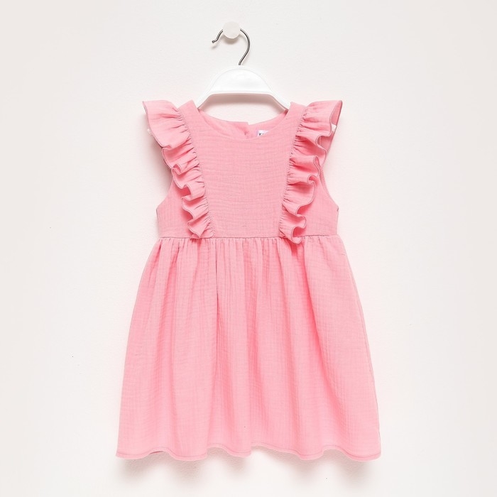 Платье детское с рюшей KAFTAN "Муслин", р.28 (86-92 см) розовый