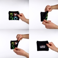 Кошелек детский текстильный "Дино", 11х9х0,5 см, цвет черный Кошелек детский текстильный "Дино", 11х9х0,5 см, цвет черный