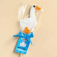 Леденец в форме гуся &laquo;Это гусь - я напьюсь&raquo;, вкус: груша, БЕЗ САХАРА, 25 г.