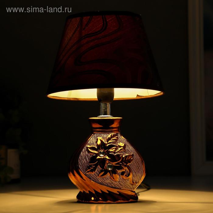 Лампа настольная 16277/1BR+GD Е14 40Вт коричнево-золотой 17х17х26 см RISALUX