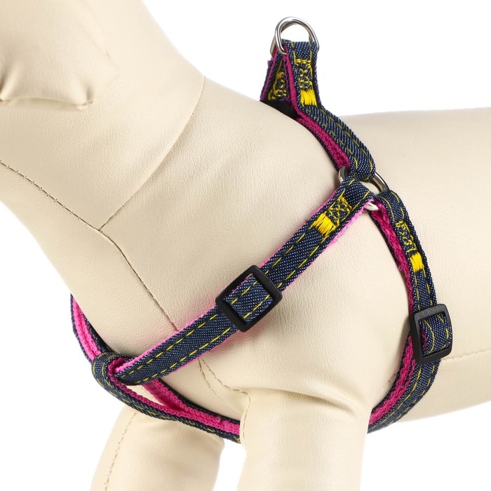 Шлейка Шлейка "Джинс", розовый подклад, ширина 1 см, ОШ 25-40 см, ОГ 25-40 см