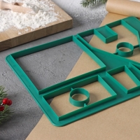 Форма для вырезания печенья новогодняя Доляна &laquo;Пряничный домик&raquo;, 28&times;19 см, цвет зелёный